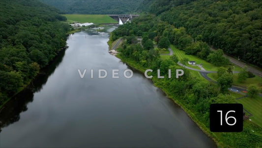 CLIP 16 - Aerial landscape with public park and Kinzua Dam in Allegheny National Forest