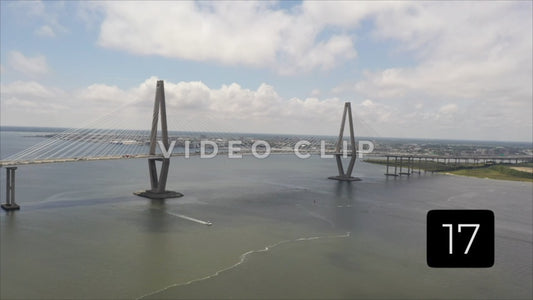 CLIP 17 - Charleston, SC cars crossing river on Arthur Ravenel Jr. Bridge