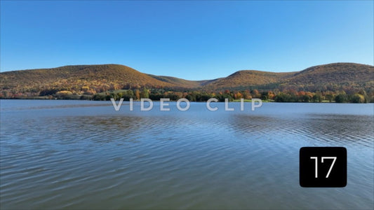 CLIP 17 - Tioga-Hammond Lakes, PA view of calm water on reservoir by mountains