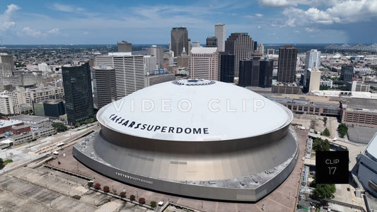 CLIP 17 - New Orleans, LA close up of Caesars Superdome downtown