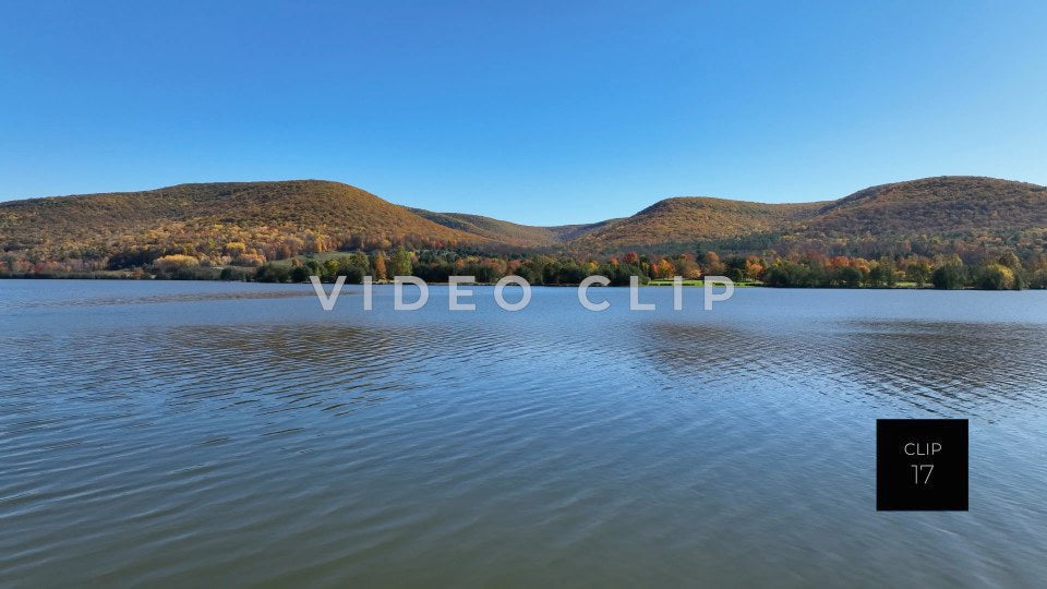 CLIP 17 - Tioga-Hammond Lakes, PA view of calm water on reservoir by mountains