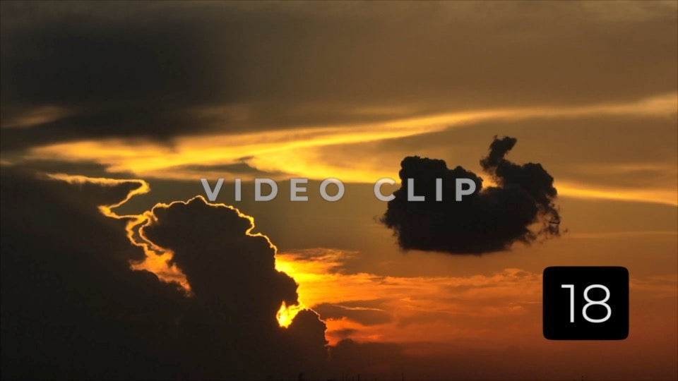 CLIP 18 - New Orleans, LA Vol. 3 - Golden sunset with airplane flying by clouds