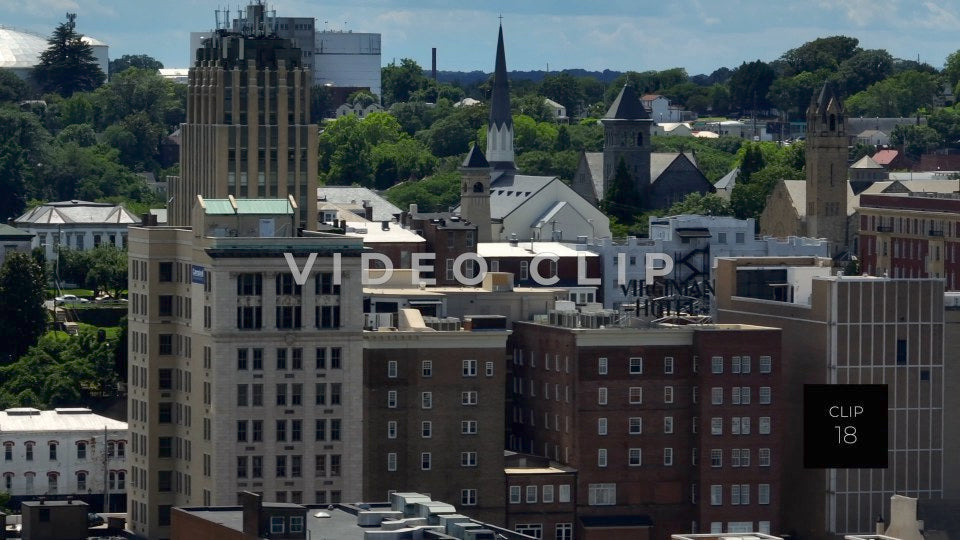 CLIP 18 - Lynchburg, VA close up of downtown buildings and neighborhood