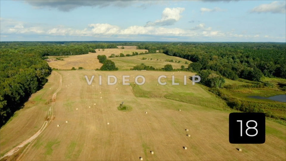 CLIP 18 - Eatonton, GA - high altitude aerial view of countryside farm land