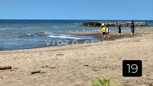 CLIP 19 - Erie, PA Presque Isle State Park family exploring secluded coastline on Lake Erie