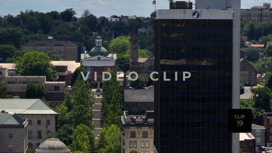 CLIP 19 - Lynchburg, VA close up of office towner and old buildings downtown