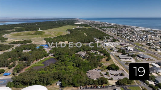 CLIP 19 - Outer Banks, NC Kill Devil Hills coastline with Wrights Brothers National Memorial