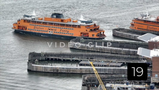CLIP 19 - New York, NY Vol 1. - Staten Island Ferry leaving station heading for NY city