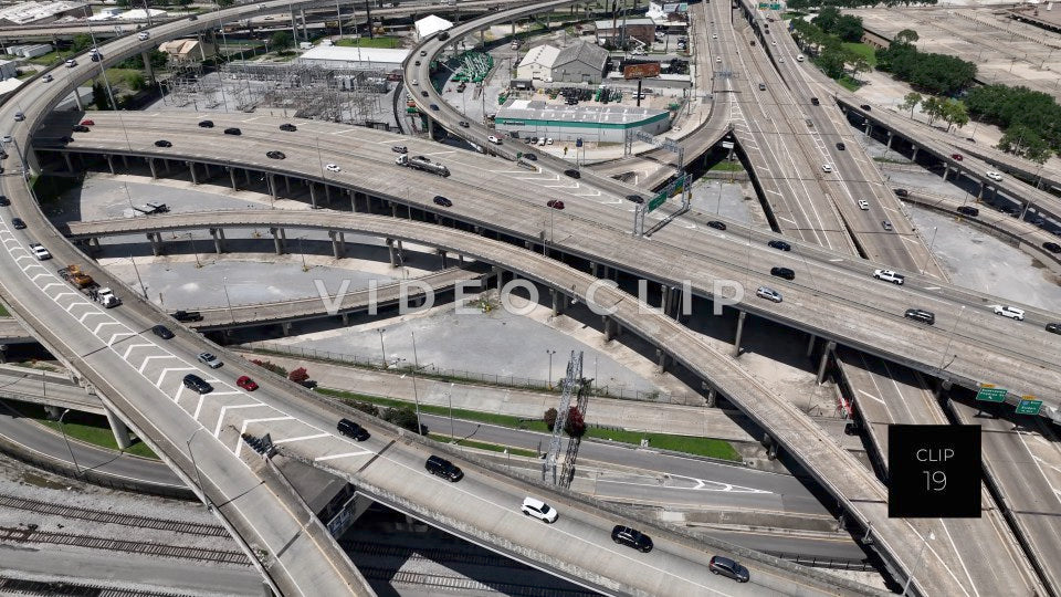 CLIP 19 - New Orleans, LANew Orleans, LA looking down on cars and trucks traveling on highway interchanges