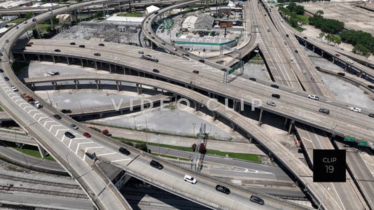 CLIP 19 - New Orleans, LANew Orleans, LA looking down on cars and trucks traveling on highway interchanges