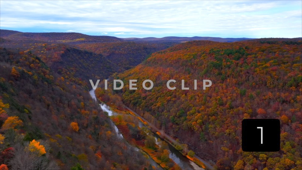 CLIP 1 - Pennsylvania Grand Canyon flight over treetops to reveal Pine Creek