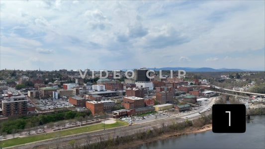 CLIP 1 - Lynchburg, VA Vol. 1 - rising above James River to reveal city skyline