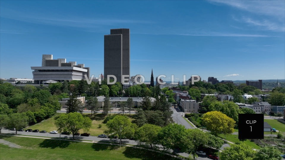 CLIP 1 - Albany, NY Vol. 1 - rising from Lincoln Park to reveal Empire State Plaza
