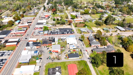 CLIP 1 - Hemingway, SC Aerial view of downtown streets and buildings