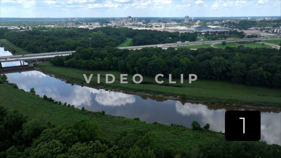 CLIP 1 - Jackson, MS Flight towards Pearl River with city in distance