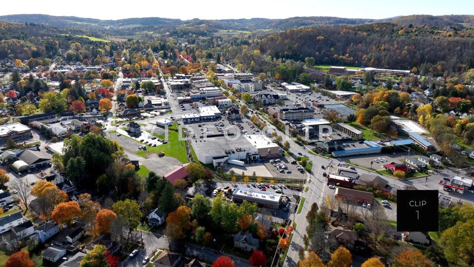 CLIP 1 - Wellsboro, PA Aerial view of downtown