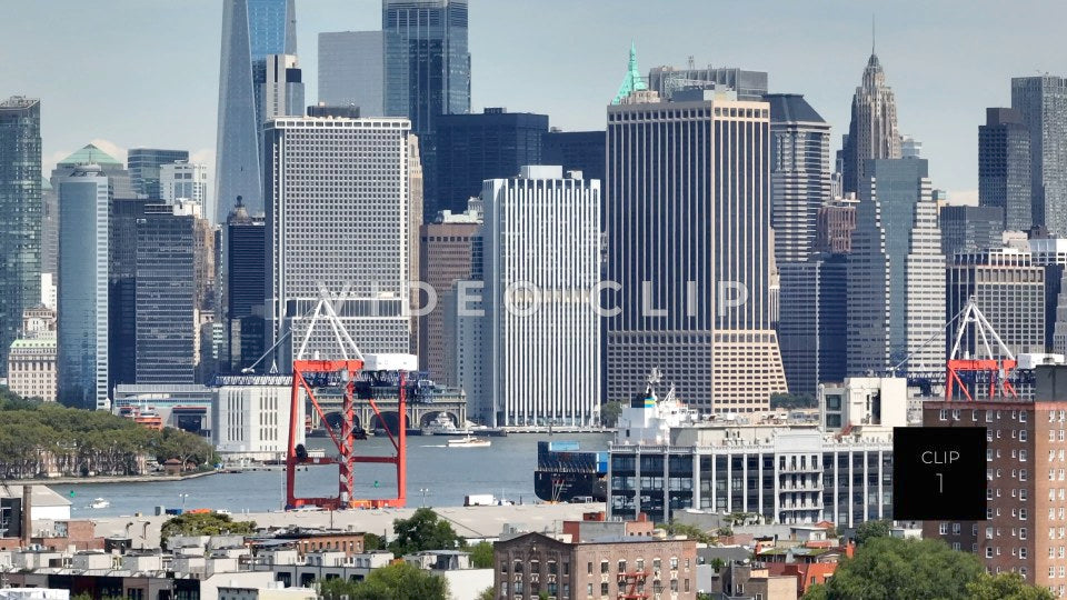 CLIP 1 - New York, NY City skyline view from Staten Island looking towards Financial District