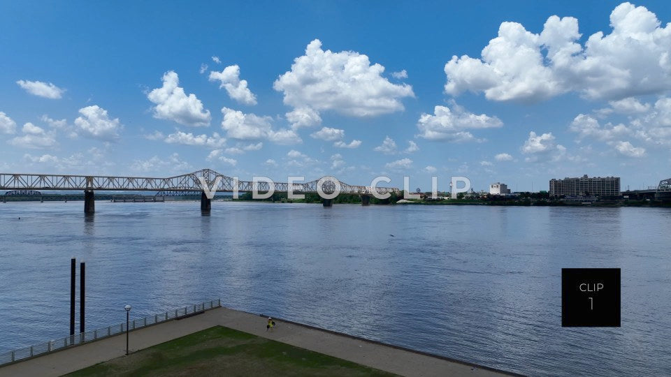 CLIP 1 - Louisville, KY person walking dog in public park by Ohio River