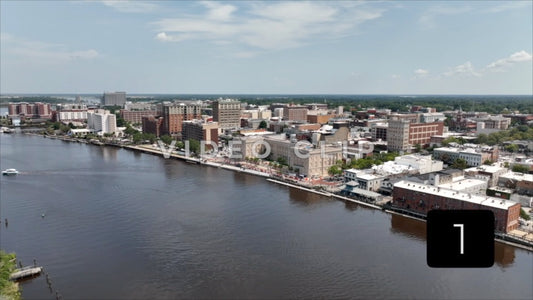 CLIP 1 - Wilmington, NC city skyline from across Cape Fear River