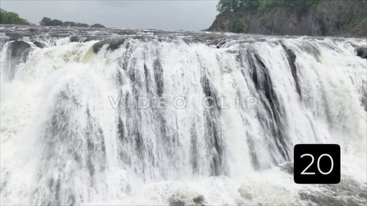 CLIP 20 - Dramatic close flight to Cohoes Falls then rising over top of waterfall