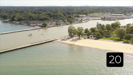 CLIP 20 - Rochester, NY Vol. 5 - Ontario Beach Park as boats leaves Port Of Rochester for Lake Ontario
