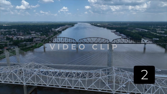 CLIP 2 - Louisville, KY cars traveling on Big Four Bridge crossing Ohio River