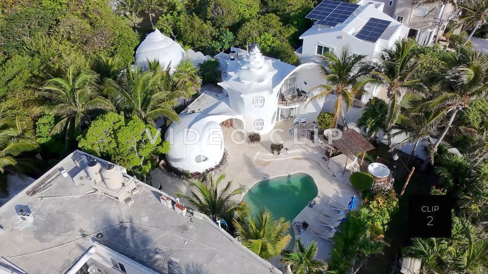 CLIP 2 - Isla Mujeras, Mexico low flight over resort villas