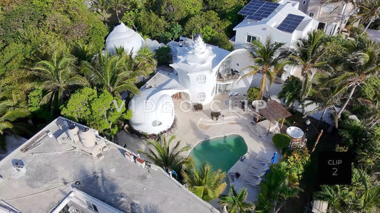 CLIP 2 - Isla Mujeras, Mexico low flight over resort villas