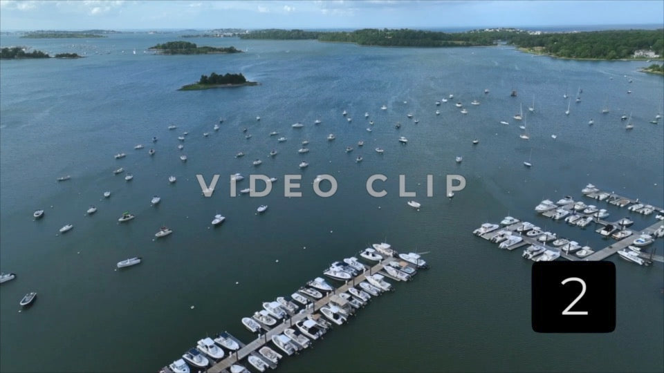 CLIP 2 - Boston, MA boats in marina with harbor view of islands on the horizon