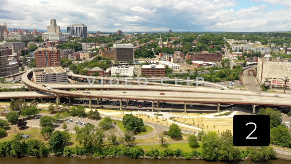 CLIP 2 - Albany, NY Vol. 2 - cityscape view from along the Hudson river