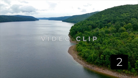 CLIP 2 - Aerial of coastline of Kinzua Dam Reservoir in Allegheny National Forest