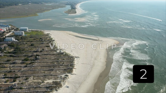 CLIP 2 - Pawleys Island, SC aerial passing over beach and North Inlet