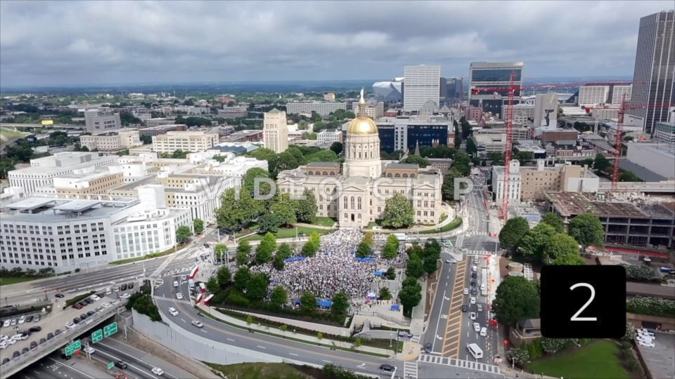 CLIP 2 - Atlanta, GA No Kings Protest - Protesters gather in front of Georgia State Capitol