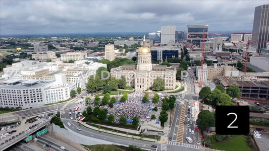CLIP 2 - Atlanta, GA No Kings Protest - Protesters gather in front of Georgia State Capitol
