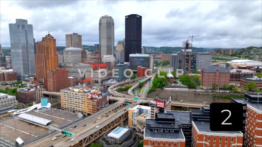 CLIP 2 - Pittsburgh, PA Vol. 2 - city skyline with focus on cars traveling through city