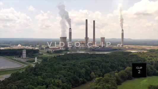 CLIP 2 - Plant Bowen, GA Electric Power Plant against rural Georgia landscape