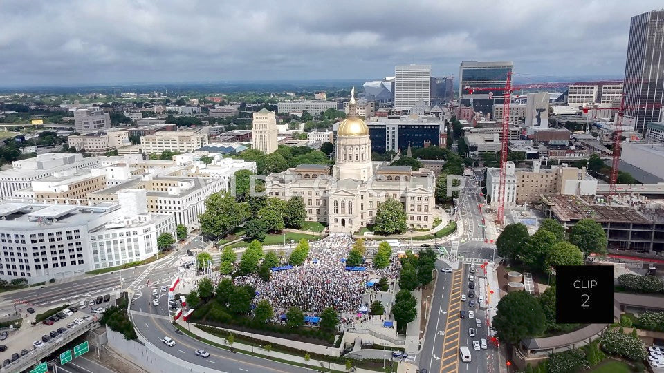 CLIP 2 - Atlanta, GA No Kings Protest - Protesters gather in front of Georgia State Capitol