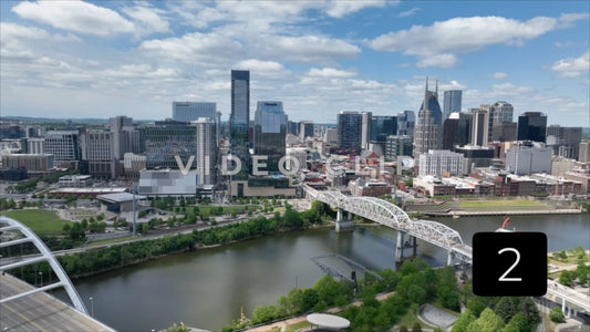 CLIP 2 - Nashville, TN flying towards city skyline over bridges