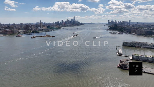 CLIP 3 - New York, NY aerial view over Hudson River looking towards downtown