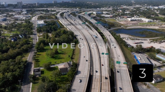CLIP 3 - Jacksonville, FL highway Interstate I-95 with traffic in morning sunshine