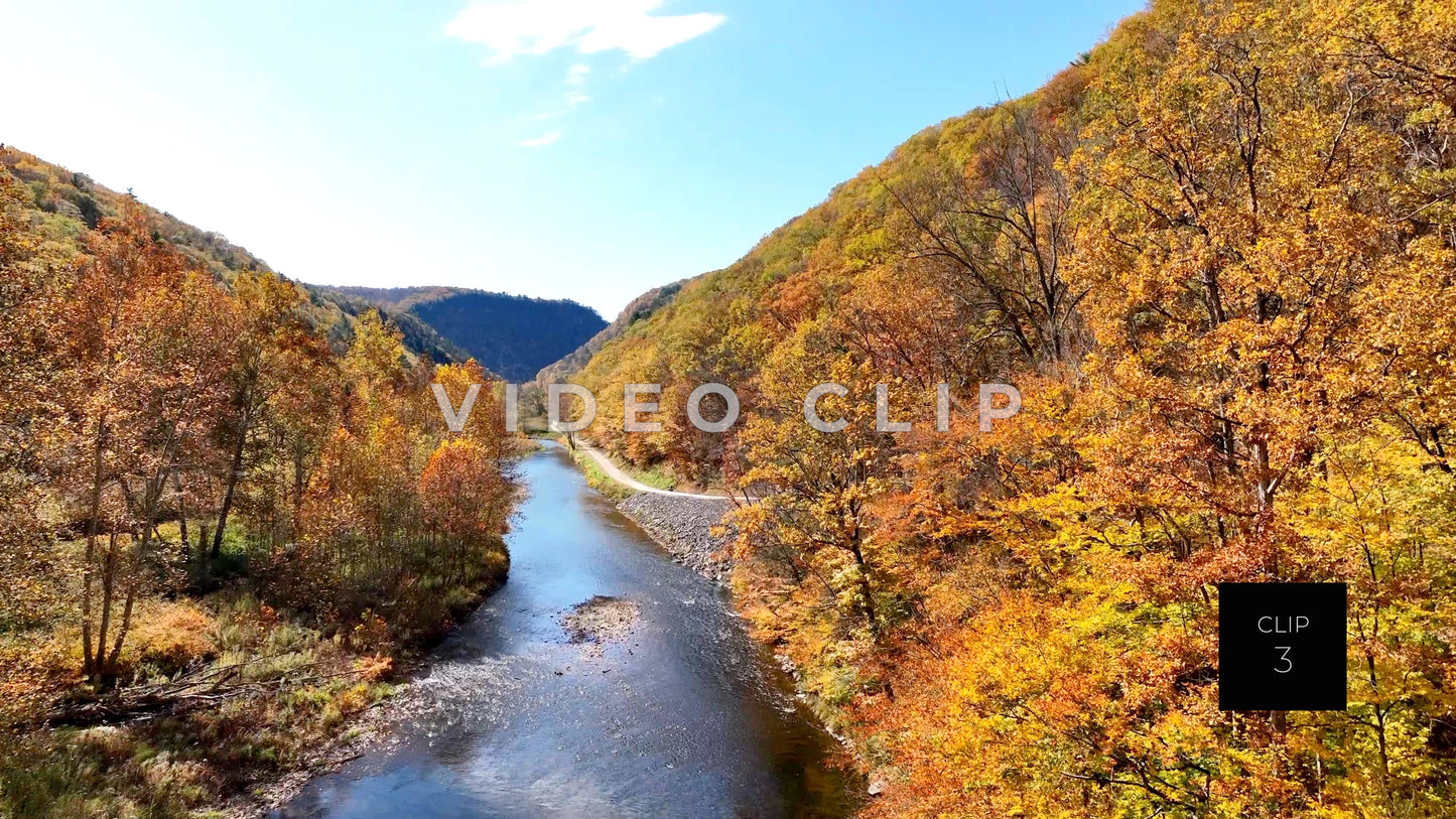 CLIP 3 - Pennsylvania Grand Canyon, PA Pine Creek with view of Canyon in distance
