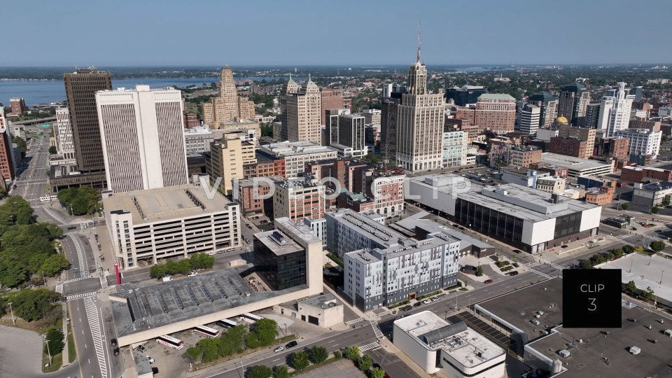 CLIP 3 - Buffalo, NY downtown city skyline in morning sunlight