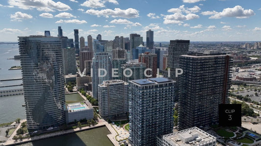 CLIP 3 - New York, NY View of New Jersey real estate office and apartment buildings across Hudson River from World Trade Center 1