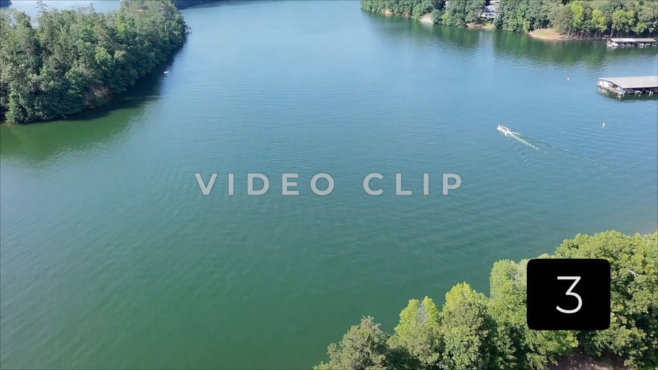 CLIP 3 - Lake Lanier, GA Aerial flight over electric power station then lake view