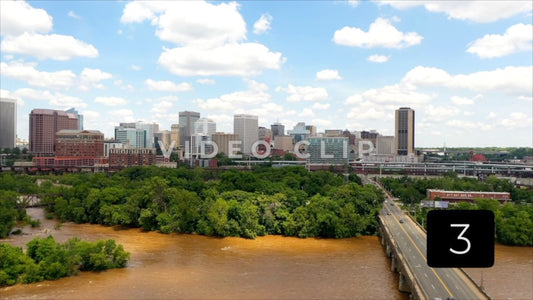 CLIP 3 - Richmond, VA Vol. 1 - rising up over the James river to reveal city skyline