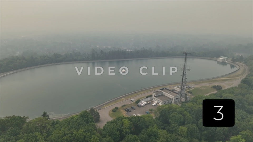 CLIP 3 - Wildfire smoke from Canada over reservoir in Cobb's Hill Park in Rochester, NY