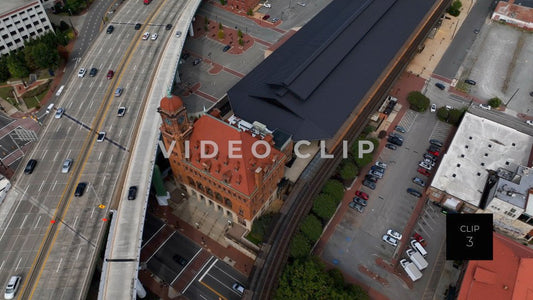 CLIP 3 - Richmond, VA Main Street Station as cars travel by on interstate highway 95
