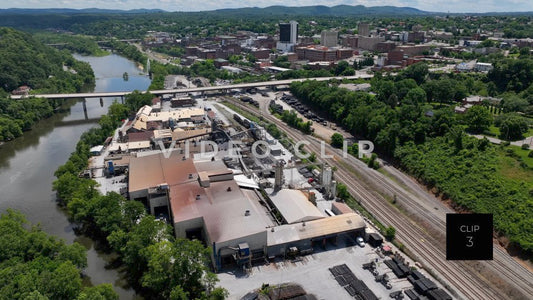 CLIP 3 - Lynchburg, VA industrial factory outside of town on James River