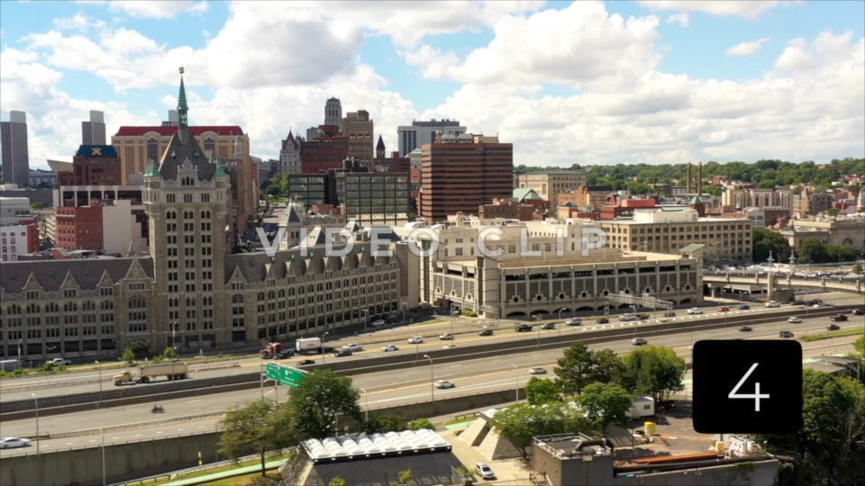 CLIP 4 - Albany, NY Vol. 2 - cars traveling on highway by the Hudson river with cityscape views