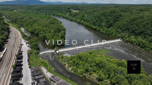 CLIP 4 - Lynchburg, VA man made dam creates waterfall on James River